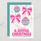 レトロボーカラフルオーナメントクリスマス シーズンカード (正面/裏面)