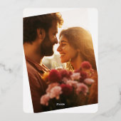 レトロボーズドゥードルブラック金ゴールドオーバーレイ結婚写真 箔招待状 (裏面)