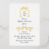 レトロボーズドール手書きブラック&ホワイト&金ゴールド 箔招待状 (正面)