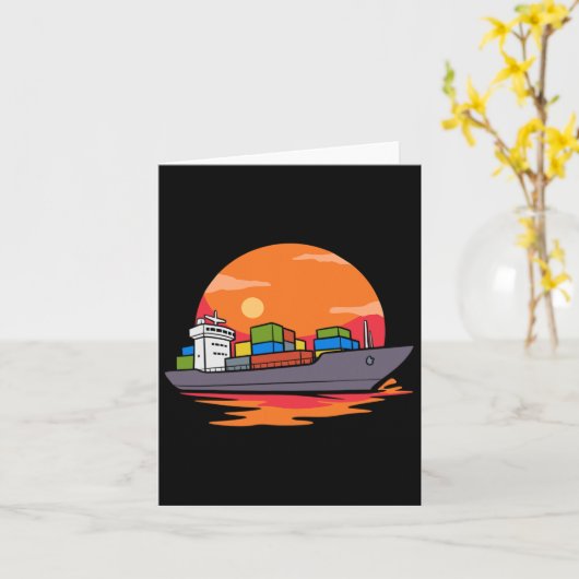 レトロボート船乗り船員船員船員容器市 カード (黄色い花)