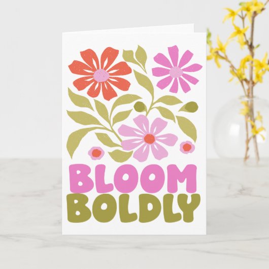 レトロボーフローラ感動的引用文空白のイン カード (黄色い花)