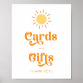 レトロボーホサンカードとギフトベビーシャワーのサイン ポスター (正面)