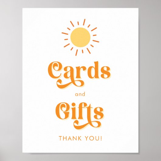 レトロボーホサンカードとギフトベビーシャワーのサイン ポスター (正面)