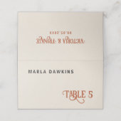 レトロボーホレッド花柄折り座席表 プレイスカード (外部開封)