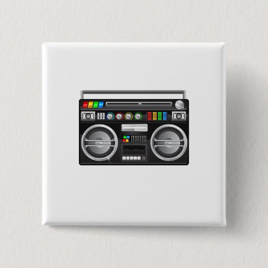 レトロボームボックスゲットブラスターグラフィック 缶バッジ (正面)