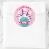 レトロボーリングガールズグリッターバースデーパーティー ラウンドシール (バッグ)