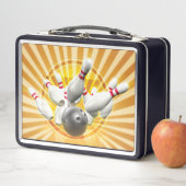 レトロボーリンググラフィック(黄色と黒) メタルランチボックス (インサイチュ)