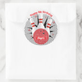 レトロボーリンググリッター誕生日パーティー ラウンドシール (バッグ)