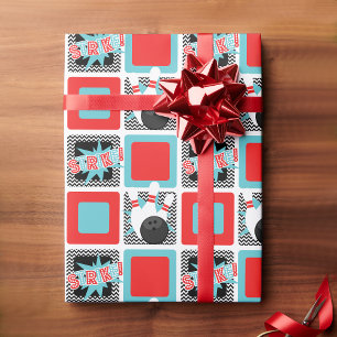 レトロボーリングシェブロンラッピング紙 ラッピングペーパー