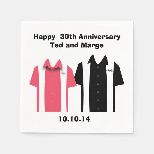 レトロボーリングシャツ スタンダードカクテルナプキン (正面)