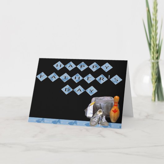 レトロボーリングナイトハッピーファーザーズデイカード カード (正面)