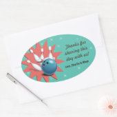 レトロボーリングパーティーありがとう 楕円形シール (封筒)