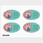 レトロボーリングパーティーありがとう 楕円形シール (シート)