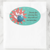 レトロボーリングパーティーありがとう 楕円形シール (バッグ)