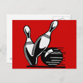 レトロボーリングピンのカスタマイズ ポストカード (正面/裏面)