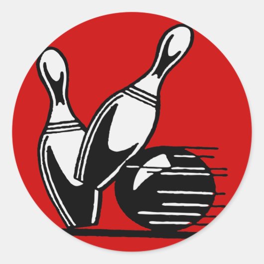 レトロボーリングピンのカスタマイズ ラウンドシール (正面)