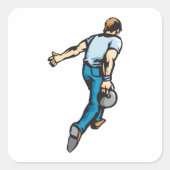 レトロボーリングプレーヤ投球 スクエアシール (正面)