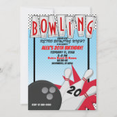 レトロボーリングボウルナイトバースデーパーティー 招待状 (正面)