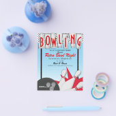 レトロボーリングボウルナイト企業のイベントパーティー チラシ (シングル)