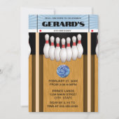 レトロボーリングレーンバースデーパーティーの招待 招待状 (正面)