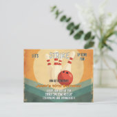 レトロボーリング子供の誕生日パーティの招待状 シーズンポストカード (スタンド正面)