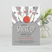 レトロボーリング子供の誕生日パーティの招待状 招待状 (スタンド正面)