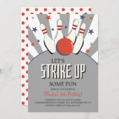 レトロボーリング子供の誕生日パーティの招待状 招待状 (正面/裏面)