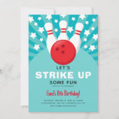レトロボーリング子供の誕生日パーティの招待状 招待状 (正面)