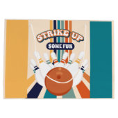 レトロボーリング子供の誕生日パーティー ラージペーパーバッグ (裏面)