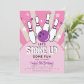 レトロボーリング子供の誕生日パーティー 招待状 (スタンド正面)