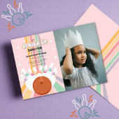 レトロボーリング子供の誕生日写真 招待状