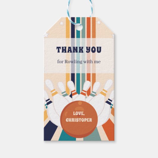 レトロボーリング子供の誕生日 ギフトタグ (正面)