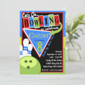 レトロボーリング誕生日パーティーの招待 招待状 (スタンド正面)