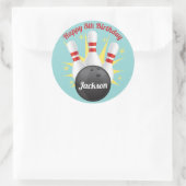 レトロボーリング誕生日パーティー ラウンドシール (バッグ)