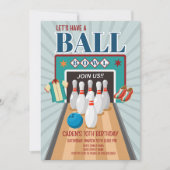 レトロボーリング誕生日招待状パーティー 招待状 (正面)