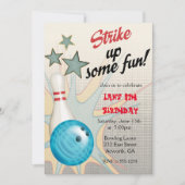 レトロボーリング誕生日招待状 招待状 (正面)