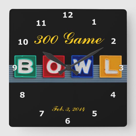 レトロボーリング スクエア壁時計 (正面)