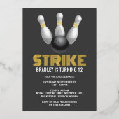 レトロボーリングany年齢誕生日実在 箔招待状 (正面)