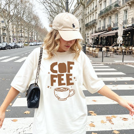 レトロボールドタイポグラフィ コーヒー ラブ ドゥードル Tシャツ