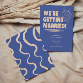 レトロボールド「結婚します」ブルーウェディング セーブザデート