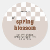 レトロボー市松模様にホソイろうそく瓶ラベル ラウンドシール (正面)