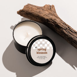 レトロボー市松模様にホソイろうそく瓶ラベル ラウンドシール