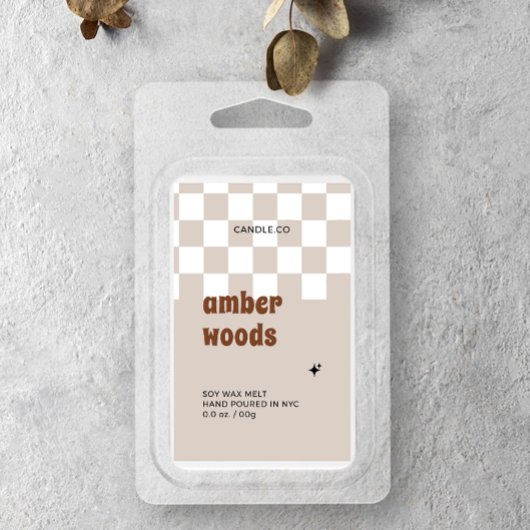 レトロボー市松模様にホソイワックス融解ラベル ワインラベル