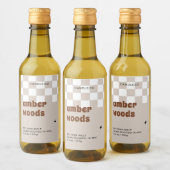 レトロボー市松模様にホソイワックス融解ラベル ワインラベル (ボトル)