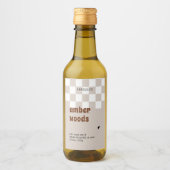 レトロボー市松模様にホソイワックス融解ラベル ワインラベル (正面)