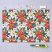 レトロポインセチアフェスティバルクリスマスティッシュペーパー 薄葉紙 (クラフト)
