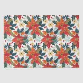 レトロポインセチアフェスティバルクリスマスティッシュペーパー 薄葉紙