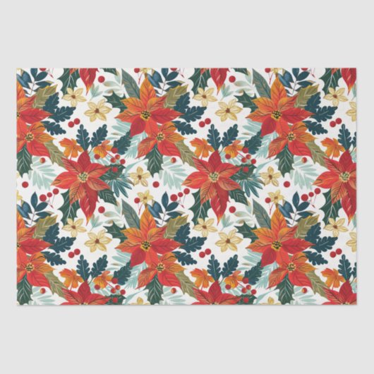 レトロポインセチアフェスティバルクリスマスティッシュペーパー 薄葉紙 (正面)