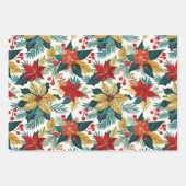 レトロポインセチアフェスティバルクリスマスラッピング紙 ラッピングペーパーシート (正面2)