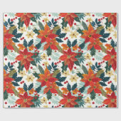レトロポインセチアフェスティバルクリスマスラッピング紙 ラッピングペーパー (フラット)